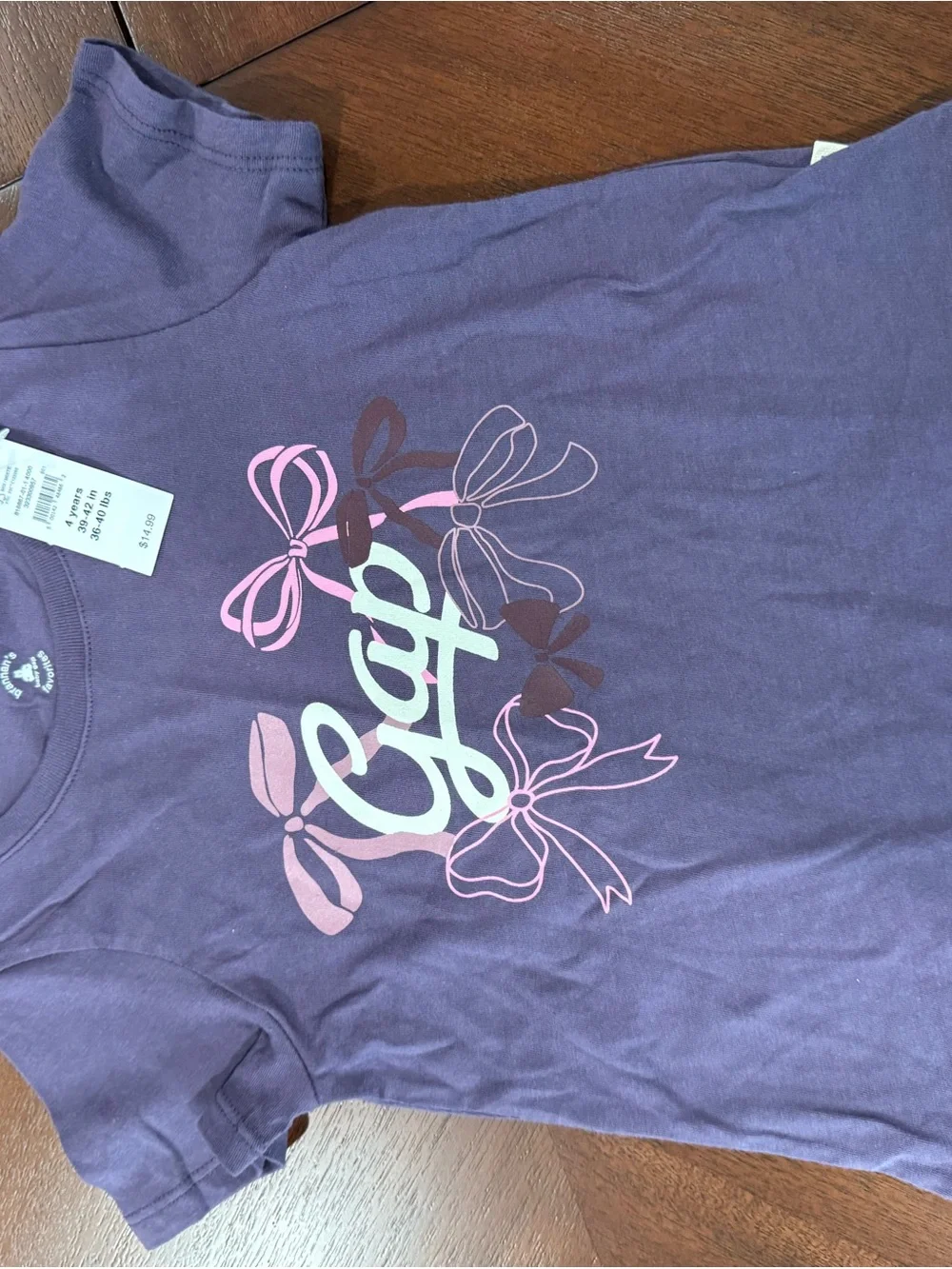 GAP Purple Tee with Pink and White Bow Graphic